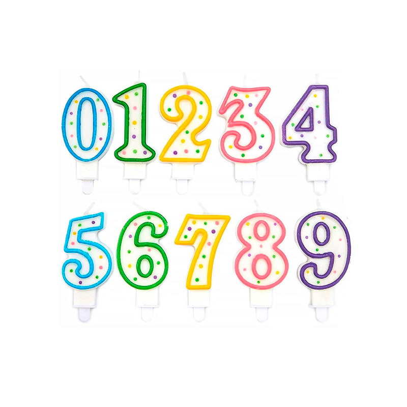 Plain colored birthday age numbered candle - J & C Party Supplies