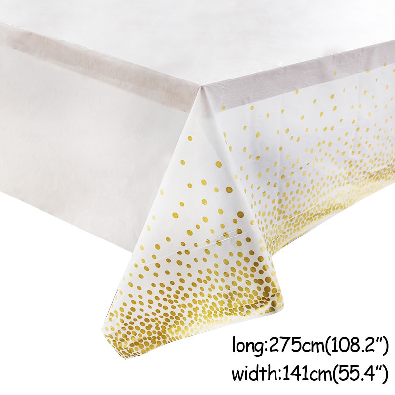 White Table Cover with Dots (Gold – Rose Gold – Dark Blue) - J & C ...